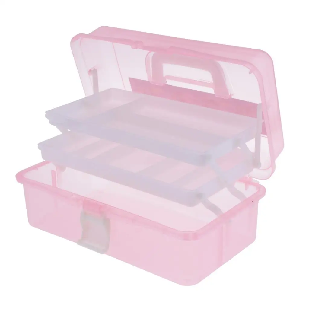 Huge Space Plastic Storage Box -Transparent Storage Case -3 Layers Toolbox