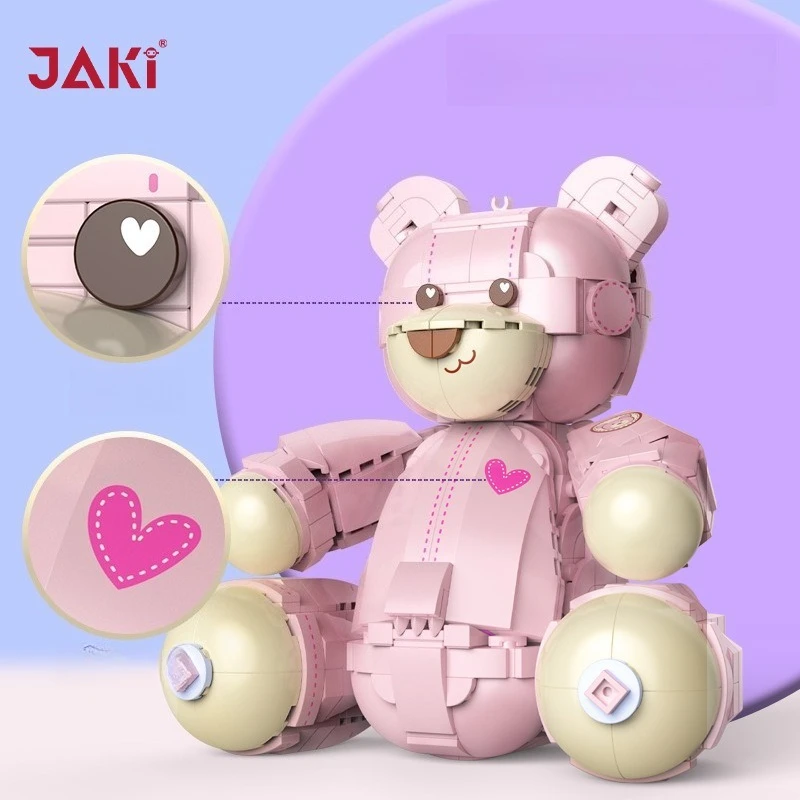 Creative Cute Doll Ornaments Little Pink Bear Building Blocks Creative Bear Model Sets Construction Bricks Gifts For Kids