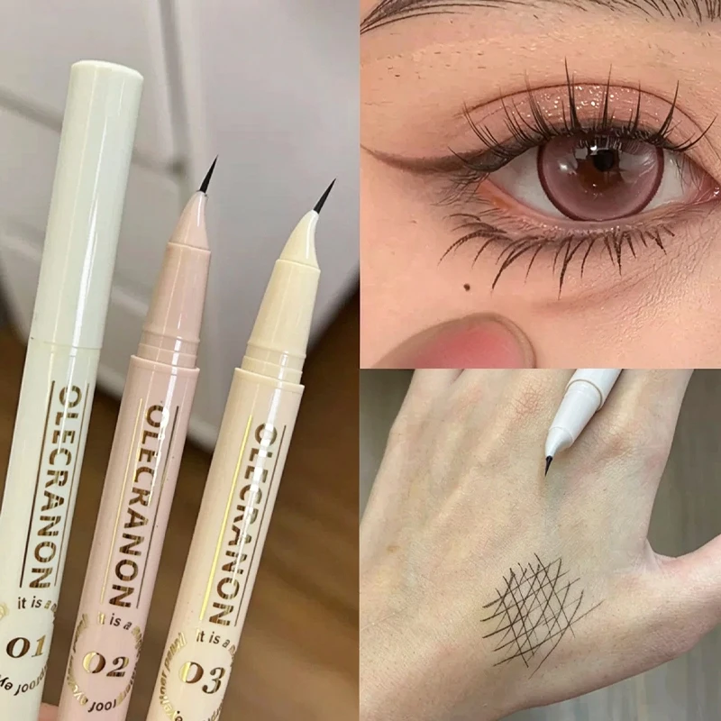 Liquid Curved Eyeliner Pen Ultra-fine Quick Dry Eyebrow Easy To Draw Lying Silkworm Pencil Black Brown Lower Eyelash Makeup