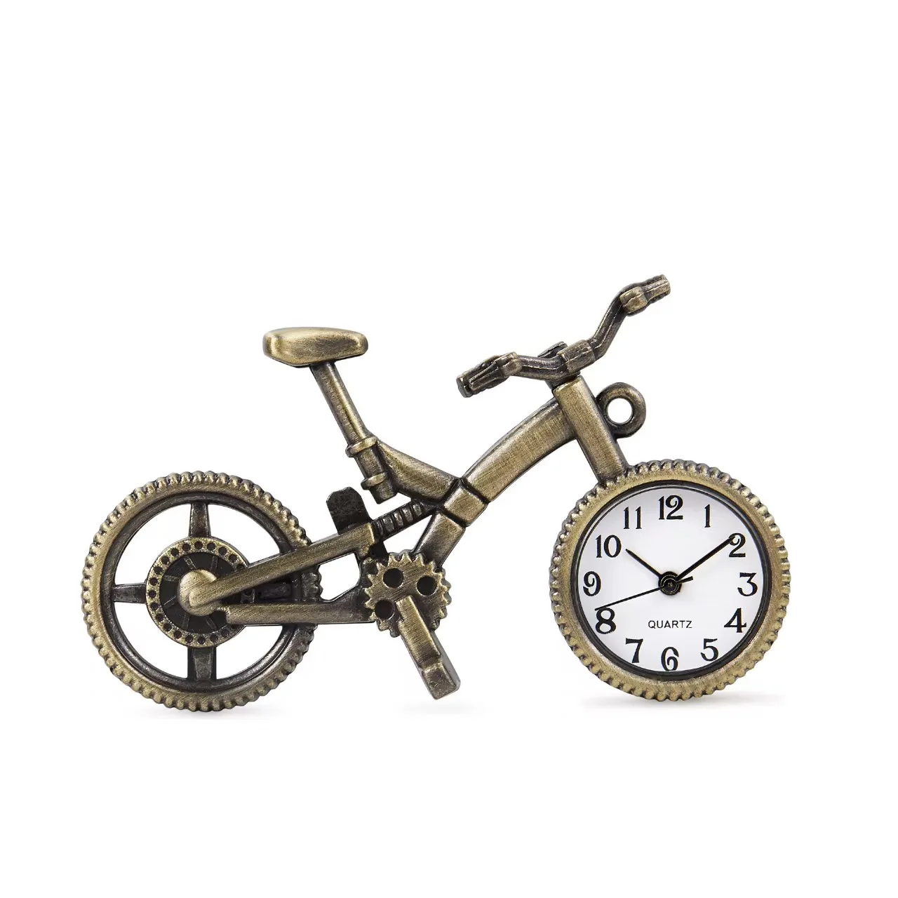 AliExpress wecin Vintage Bronze Steampunk Bicycle Shape Quartz Pocket Watch Keychain Clock Chain Men's and Women's Gifts