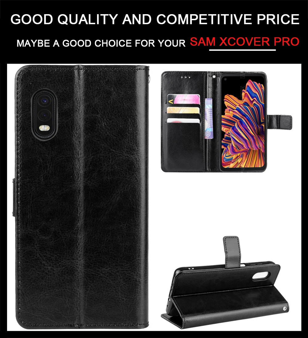 Fashion Wallet PU Leather Case Cover For Samsung Galaxy Xcover Pro/Xcover 4 4S 5 Flip Protective Phone Back Shell Slot Holders