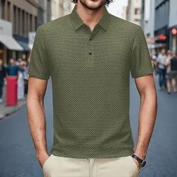 Polo à manches courtes pour hommes, T-shirt d'été, Mesh Ice InjCool Down, Chemise respirante, Col solide, Vêtements à manches courtes, 2021