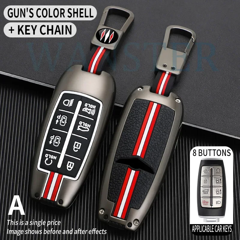 4/5/6 Bottons Zinc Alloy Metal Car Key Case Cover Shell for Hyundai Genesis G70 G80 G90 GV70 GV80 EQ900 DH BH G60 Accessories