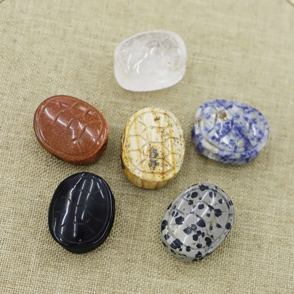 Fashion New Natural Stone Oval Beads Sands Turtle Shell Shape DIY Ornaments Fit Home Decoration Making Jewelry Accessories 8Pcs