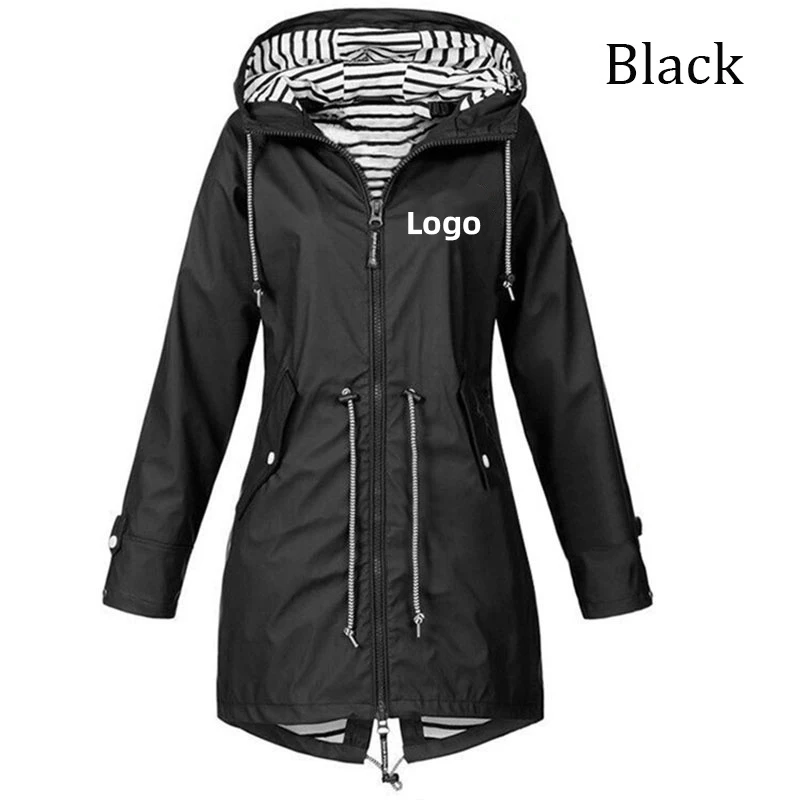 Chaqueta ligera impermeable con capucha para mujer, abrigos con cremallera para exteriores, chaquetas de Montañismo para mujer, personaliza tu logotipo