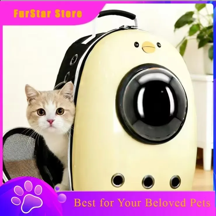 FurstarCat Outing Bag Portable Shoulder Pet Backpack Panoramic Transparent Backpack Cat Cage Space Capsule Can Open Sideways