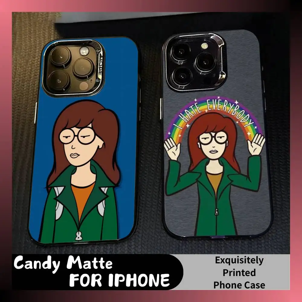 

Indifferent Daria Cartoon Phone Case For iPhone 16 17 15 14 12 13 Pro Max Black Candy Matte Shockproof Cover