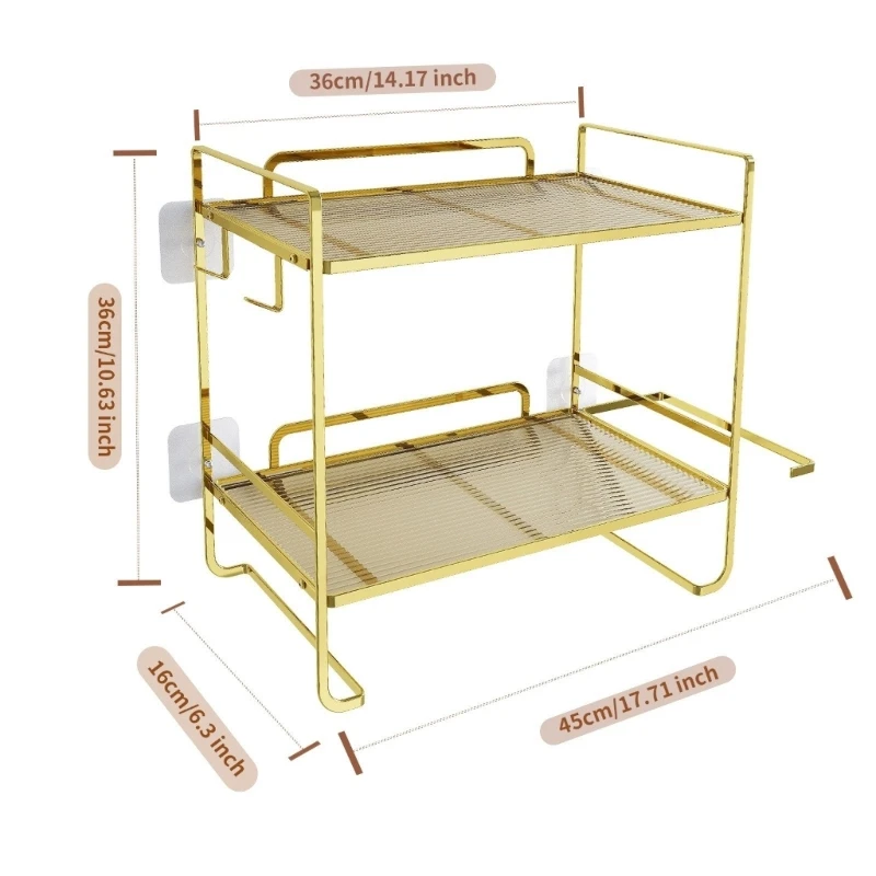 Professional Space Efficient Iron Bathroom Rack with Hook Install Wall Shelf