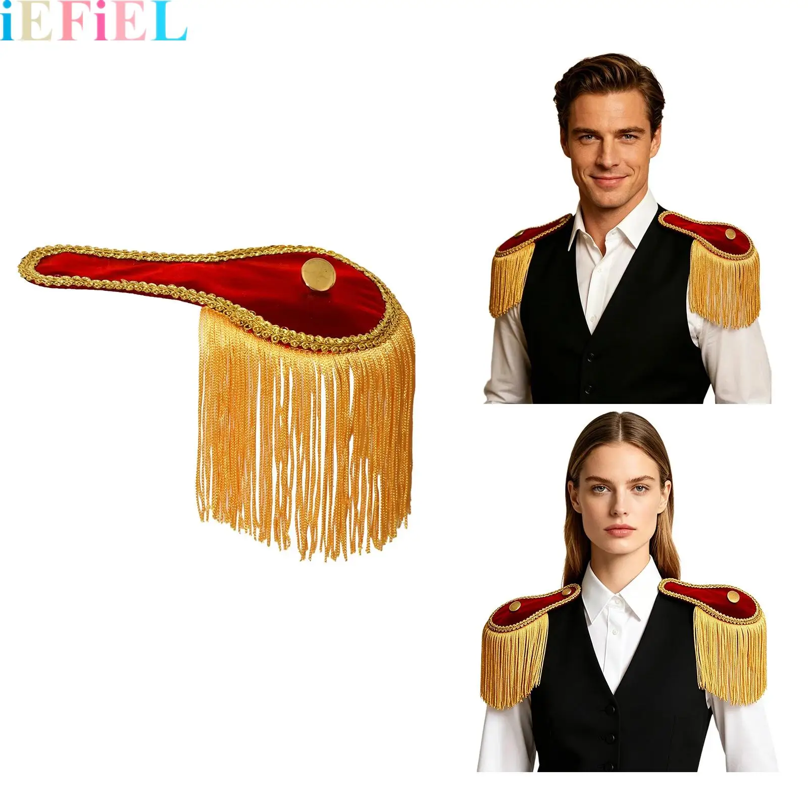 

1 Pair Cosplay Ringmaster Shoulder Epaulettes Fringe Boards Pins Costumes Accessories for Halloween Events Dress-up