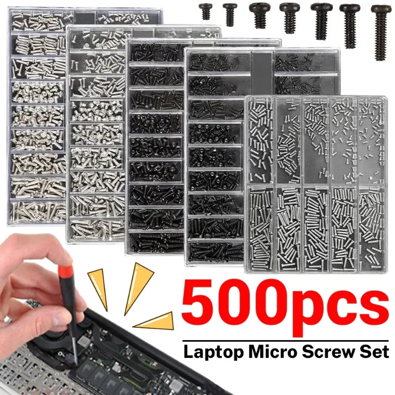 500PCS Laptop Notebook Screws Set Replacement 18Sizes Computer Repair Components Screws Kit Flat Head Small Machine Screw