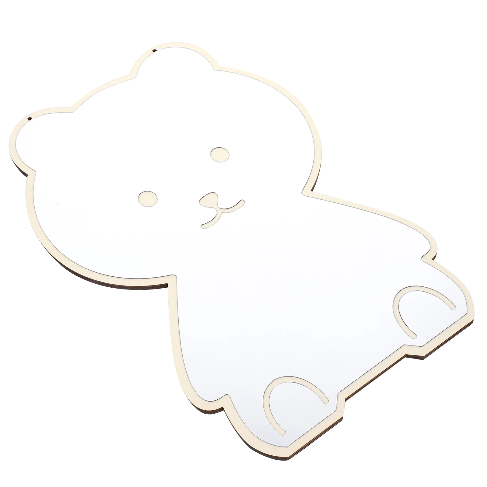 

Smiling Bear Vanity Kids Room Accessories Shatterproof Acrylic Wooden Decorative Wall Hanging Mirror Makeup Decor