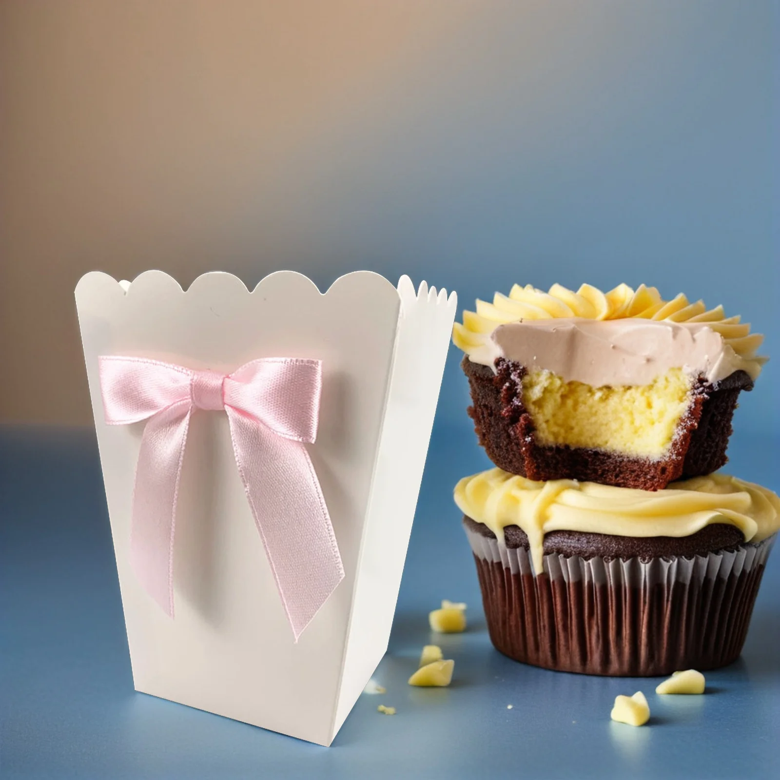 

12Pcs Bow Popcorn Boxes White Paper Candy Snack Containers Party Wedding Shower Treat Boxes Popcorn Treat Box