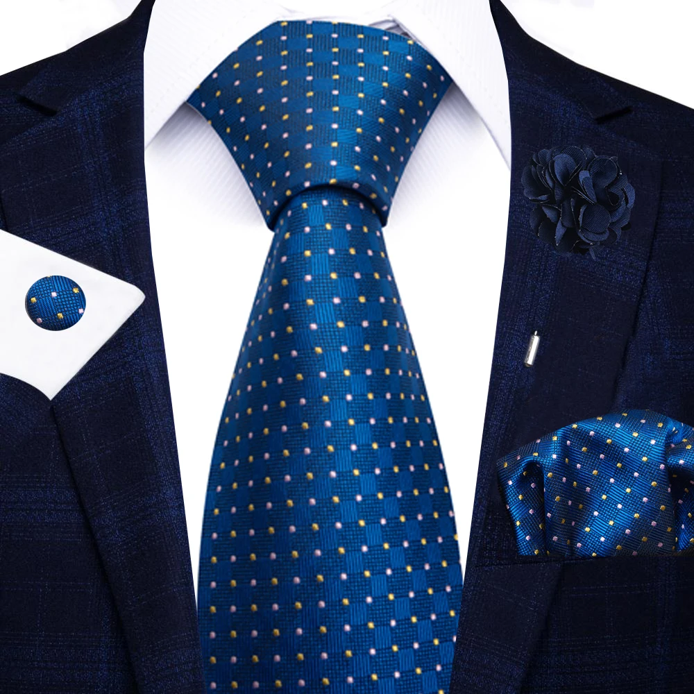 Großhandel Mode 8 CM Blaues Paisley-Krawatten-Etui Manschettenknöpfe Anstecknadel-Set Herren Büroanzug-Accessoires Hochzeitsgeschenk für Partys – Detail 19