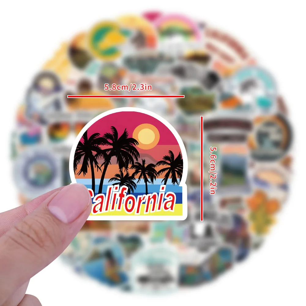 

10/60PCS New California Landscape Graffiti Stickers Waterproof Decals Children's Toys for Refrigerator Wardrobe Bookshelf Desk