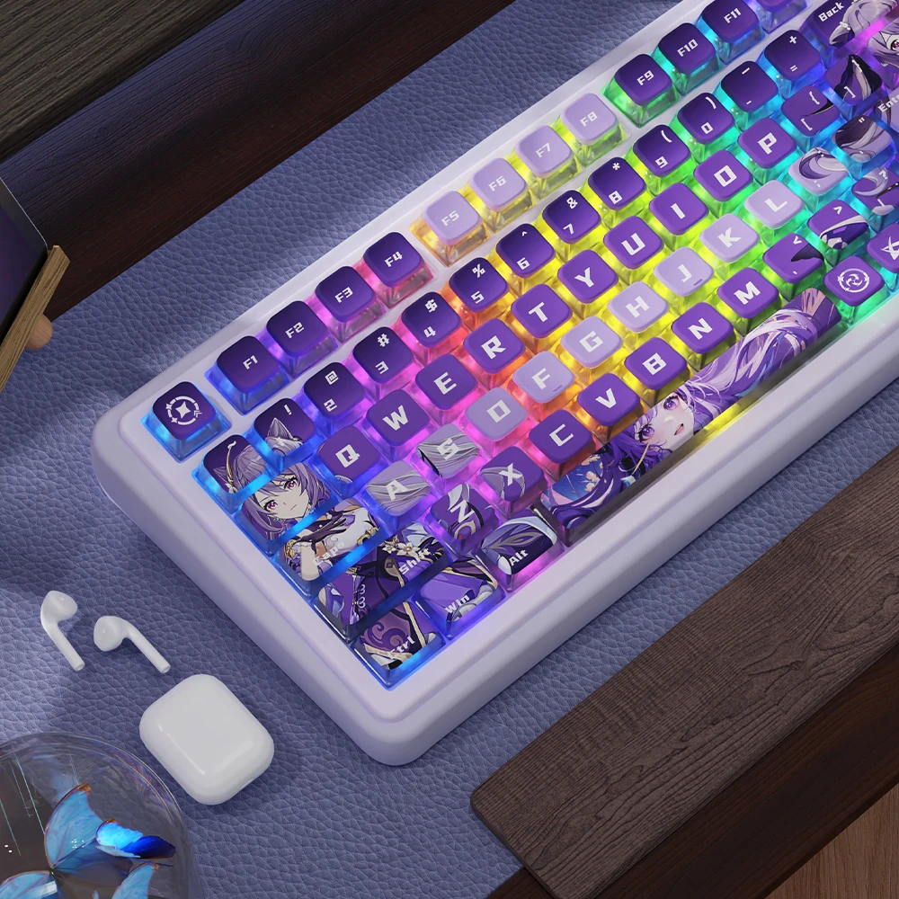 Genshin Impact Theme KeQing Transparent ASA Profile Keycap Cute PBT Material Game Keyboard Cap Fits MX Mechanical Keyboard  키캡