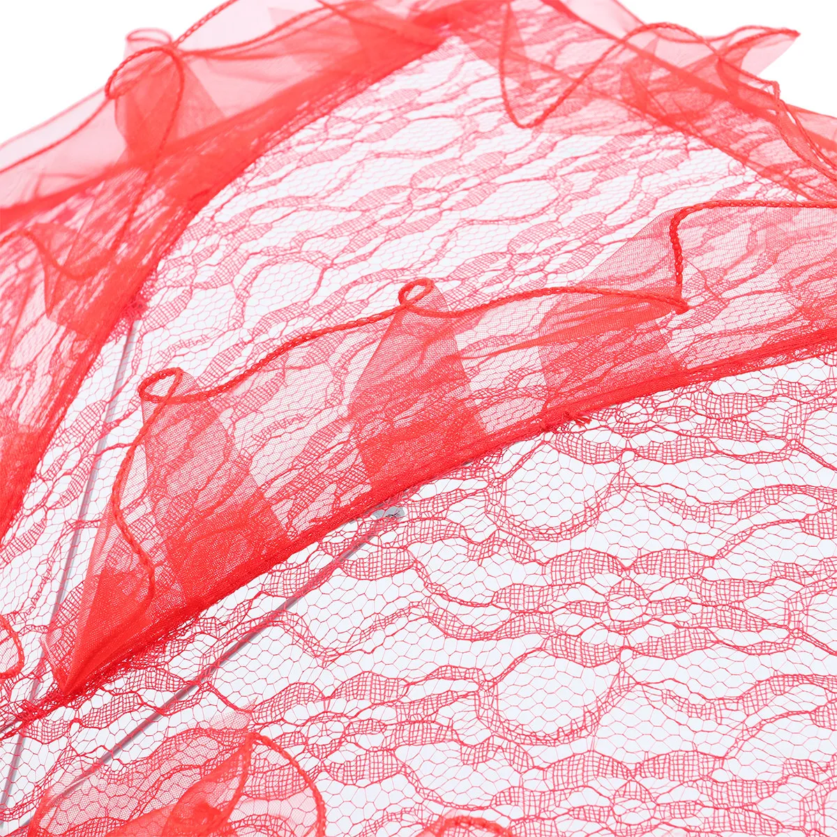 Small Red Wedding Parasol Lace Bridal Umbrella Vintage Handmade Embroidery for Photo Props Party Decoration Bridal Umbrella view 3