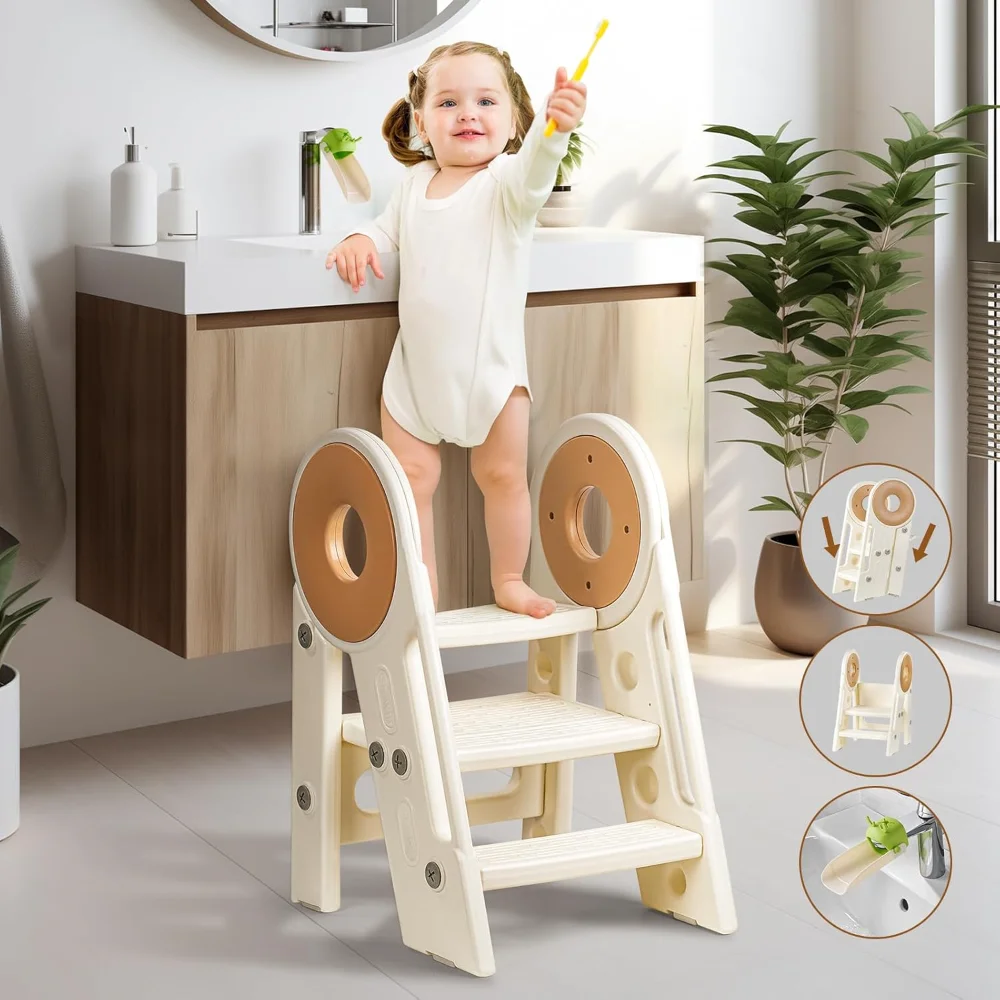 Toddler Step Stool,Step Foldable Kids Step Stools for Bathroom Sink,Non-Slip Toddler Stool Helper, Kids Stools Helper