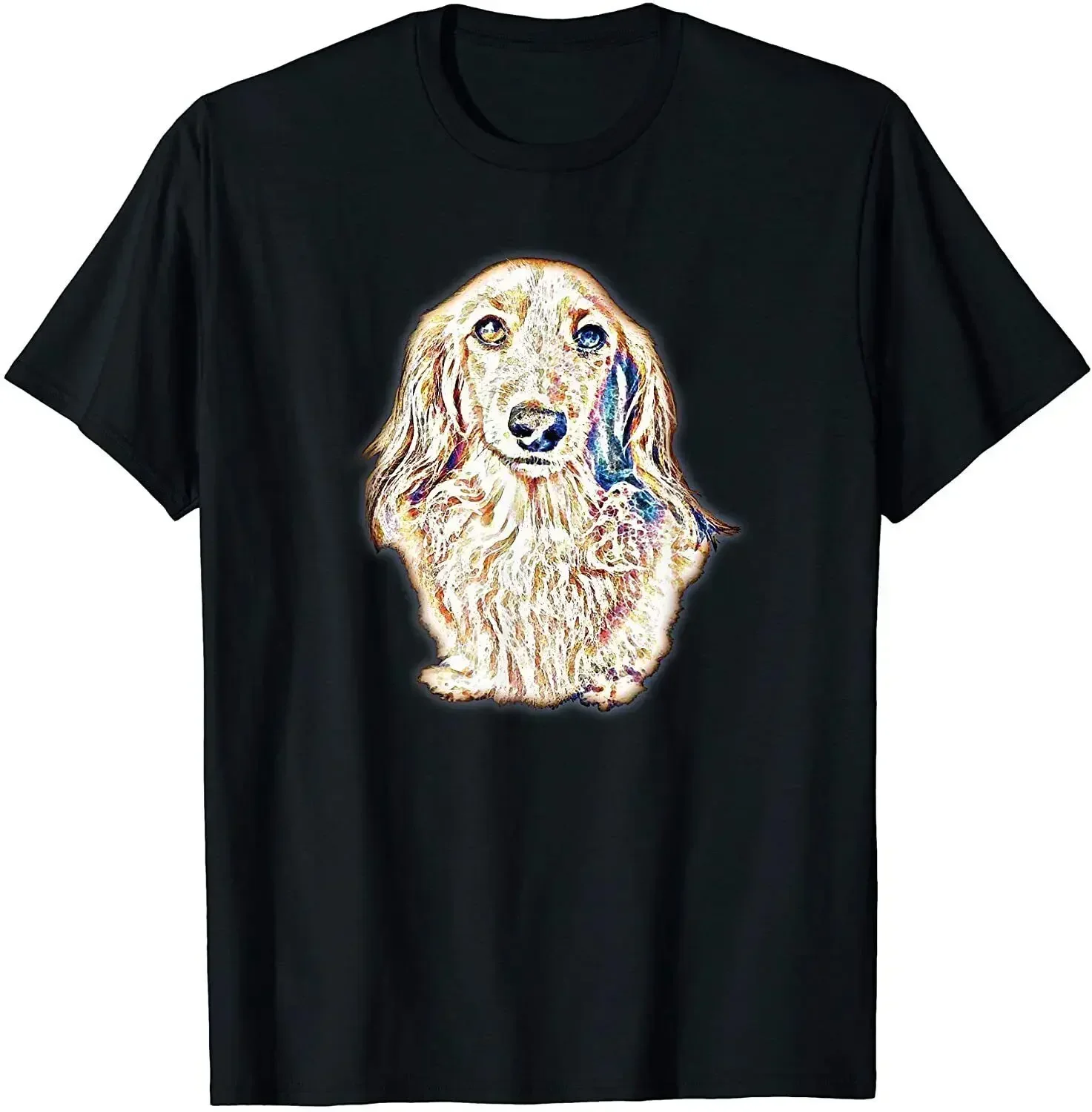 Long Hair Dachshund Cute Doxie Wiener O-Neck Cotton T Shirt Men Casual Short Sleeve Tees Tops Harajuku Streetwear