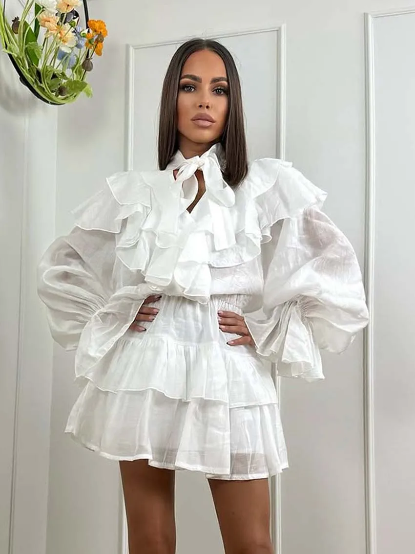 ملابس نوم نسائية شتوية من Marthaqiqi ملابس نوم بأربطة وأكمام طويلة بيجامات مثيرة برقبة على شكل حرف v فستان قصير ملابس نوم نسائية غير رسمية