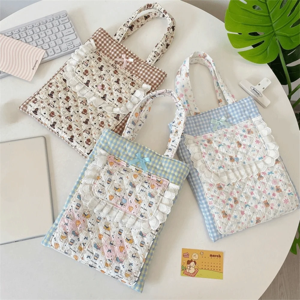 Universal Portable Laptop Sleeve Case Shockproof Lace Trim Tablet Handbag Ultra Thin Large Capacity Tablet Protective Pouch