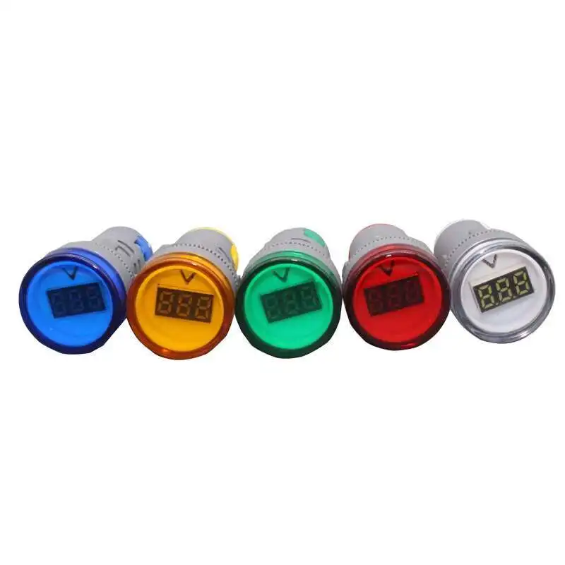 5PCS AD101-22Vm Pilot Lamp AC 50-500V Round Mini Voltage Meter LED Digital Display AC Voltmeter Indicator Light Tester Detector
