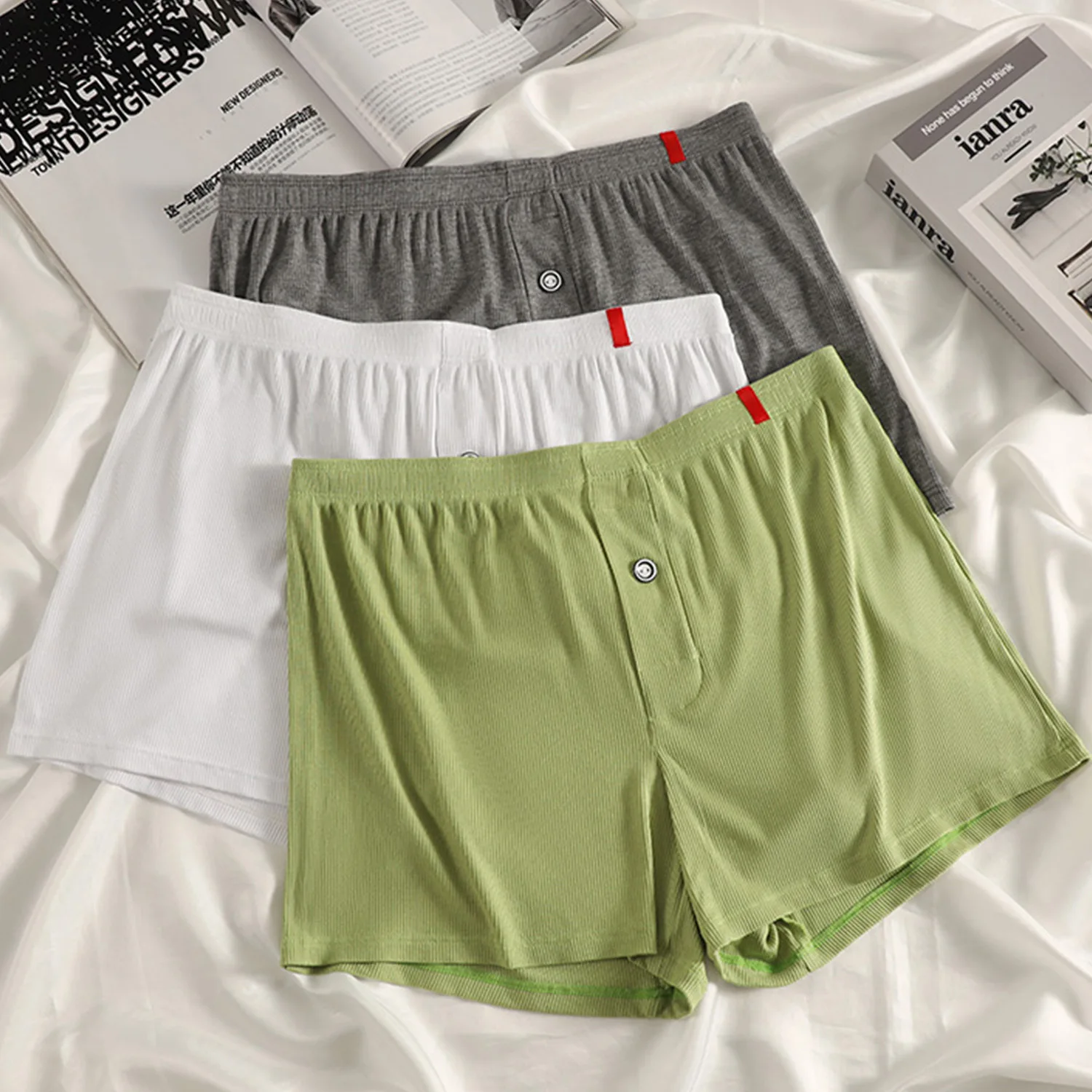 

Мужские трусы-боксеры из ледяного шелка: комфортные, дышащие, модные, однотонные, летние, тонкие, простые, со средней посадкой