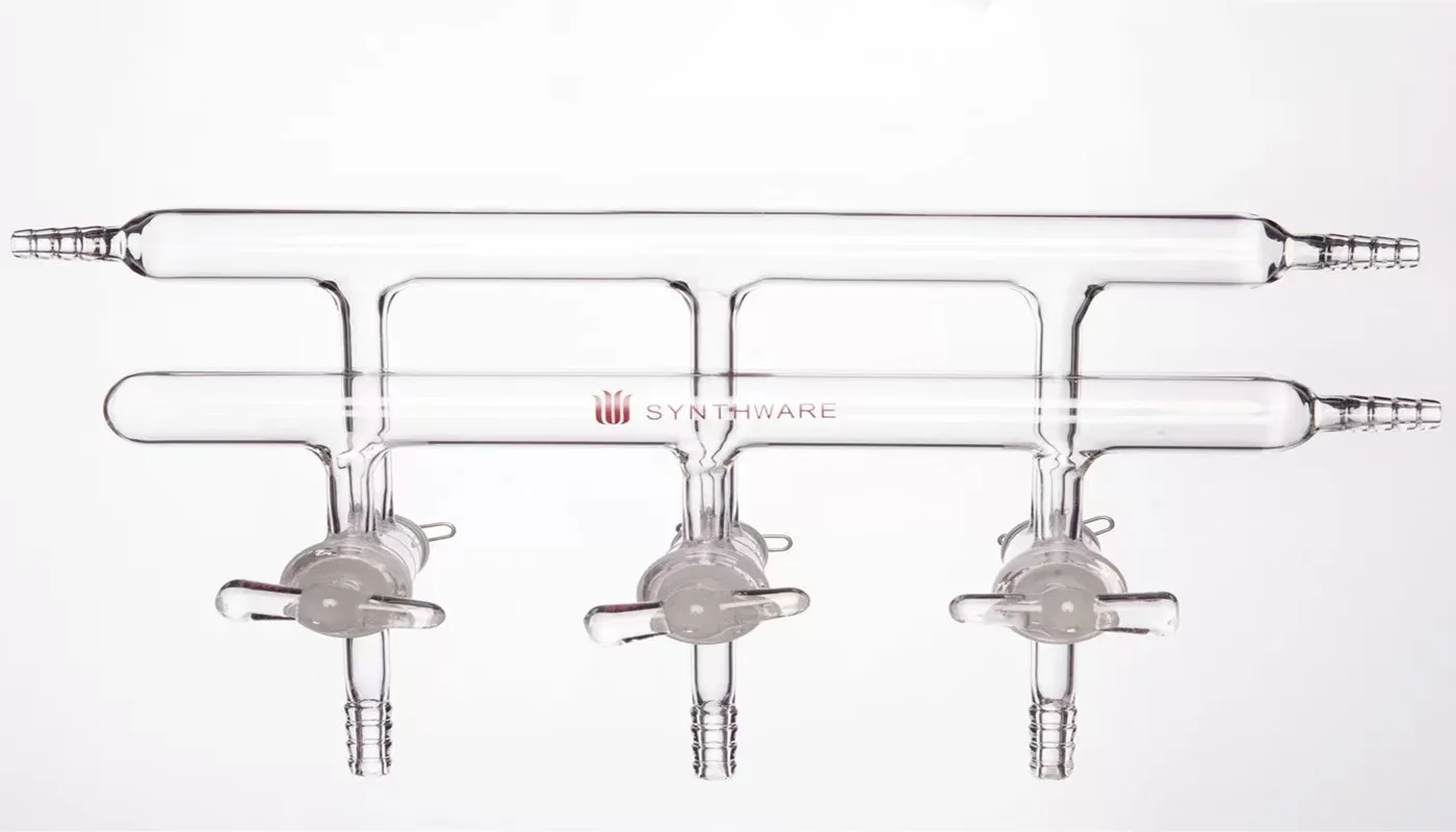 

M23 Vacuum Gas Distributor With Double Row Pipes, Solid Plug, Manifold, High Vacuum Solid Glass Stopcocks, M23