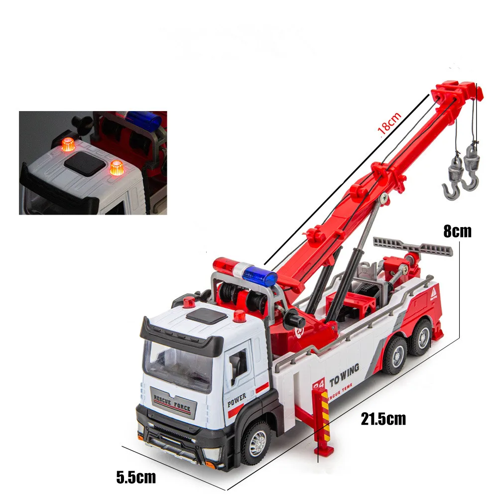 Liga puxar para trás engenharia guindaste modelo, simulação obstáculo limpeza carro brinquedo, resgate carro brinquedo, atacado, 1: 32