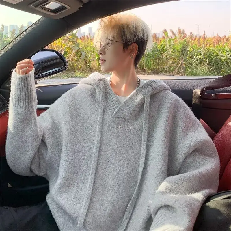 

Американский трикотаж с капюшоном для колледжа, мужской осенне-зимний трикотаж High Sensation, повседневный свободный крой из полиэфирного волокна