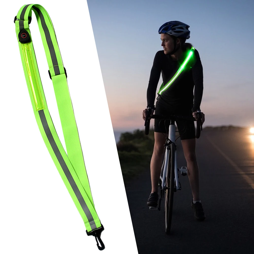 USB Rechargeable LED Reflective Belt Sash LED Reflective Belt Safety Reflective Running Gear Reflective Band for Night Running