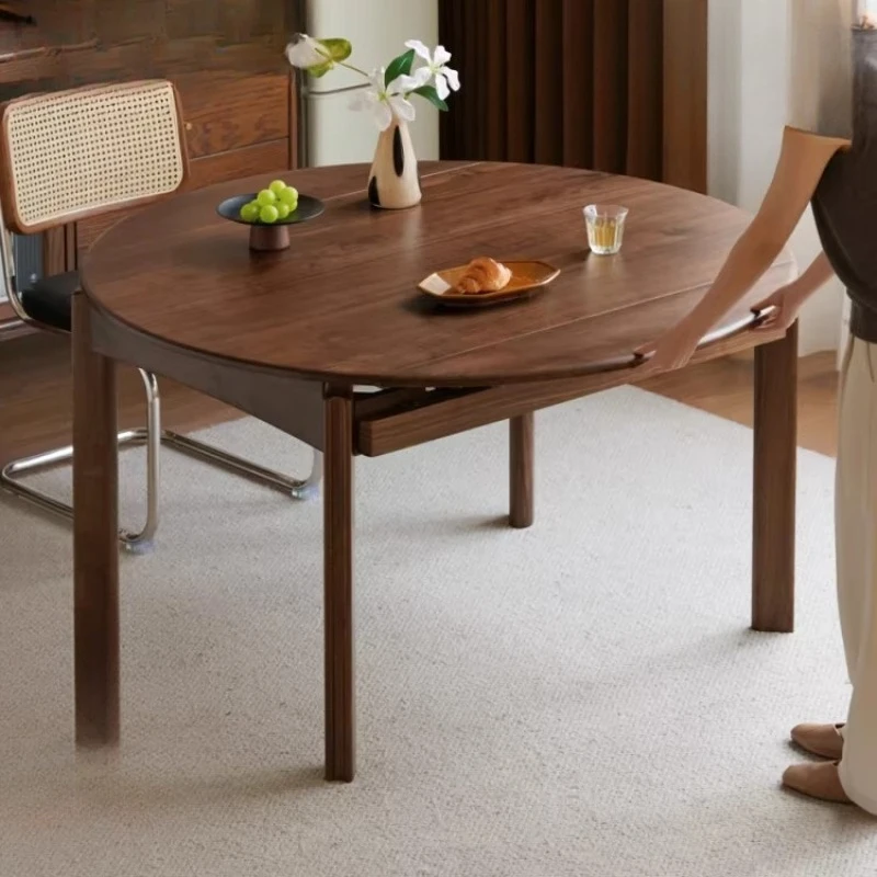 Round Coffee Dining Table Wood Kitchen Side Living Room Designer Dining Table Lounge Space Saving Muebles Kitchen Furniture