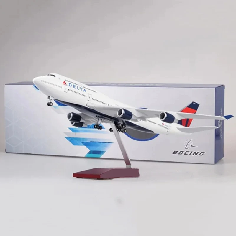 47CM Model Plane B747 Delta Airline With Stand & Wheel Souvenir Hobby Collection Gift By Aviation Plastic model