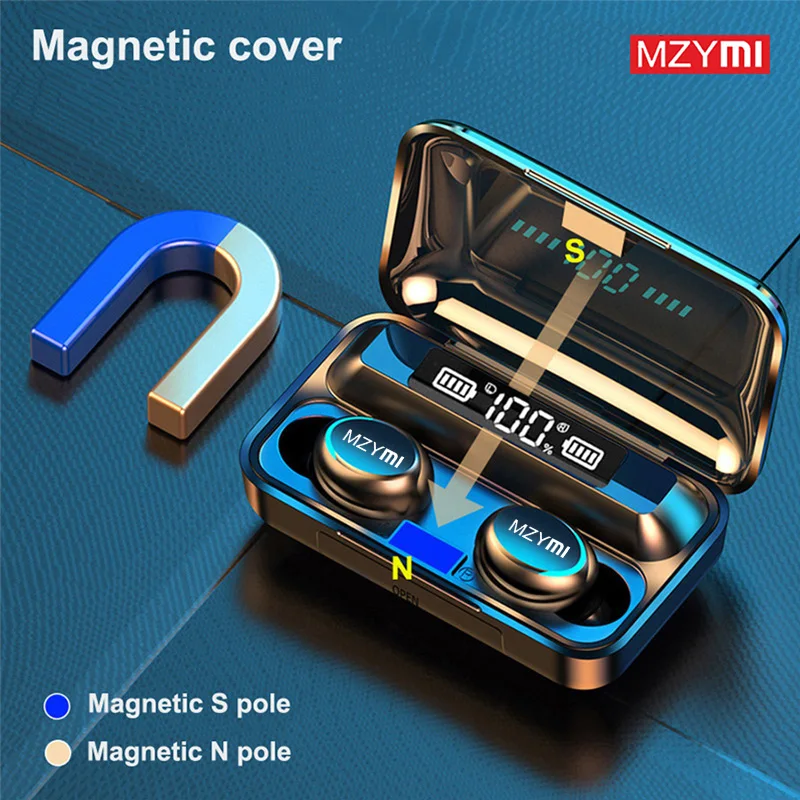 

MZYMI True Wireless Earbuds Bluetooth Earphones F9 Waterproof In-Ear Headphones Built-in Mic 8D Stereo Headest For Phones