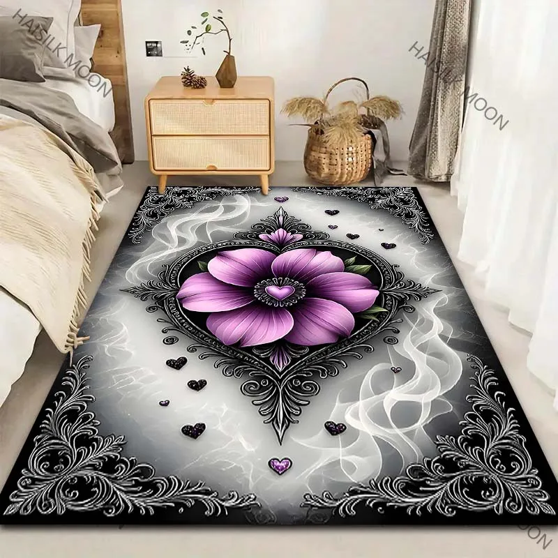6 Style Gothic Romantic Style Heart Art Pattern Carpet for Living Room Bedroom Sofa Home Decor Non-slip Floor Mat Luxury Gift