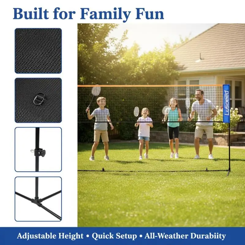 

Портативная складная стандартная профессиональная сетка для бадминтона, для занятий спортом в помещении и на улице, для волейбола, тенниса, тренировок, квадратная сетка-сеткация