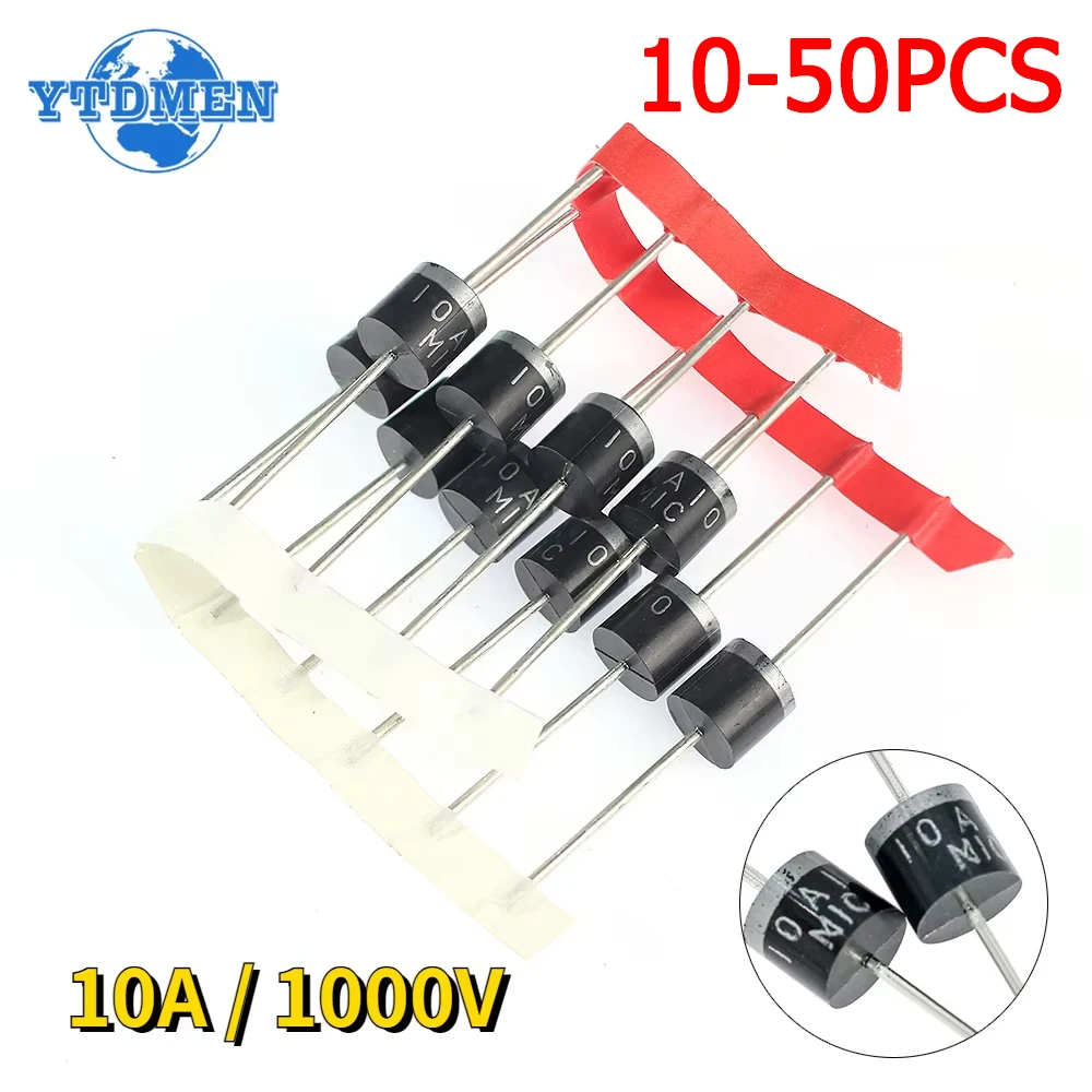 10-50pcs 10A10 Diodes 10A 1000V DO-27 Electrical Axial Rectifier Diodes Kit