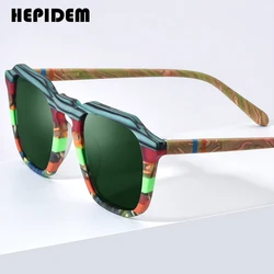 HEPIDEM occhiali da sole polarizzati in acetato opaco da uomo 2023 nuovo UV400 occhiali da sole quadrati colorati retrò alla moda da donna Shades H9292T