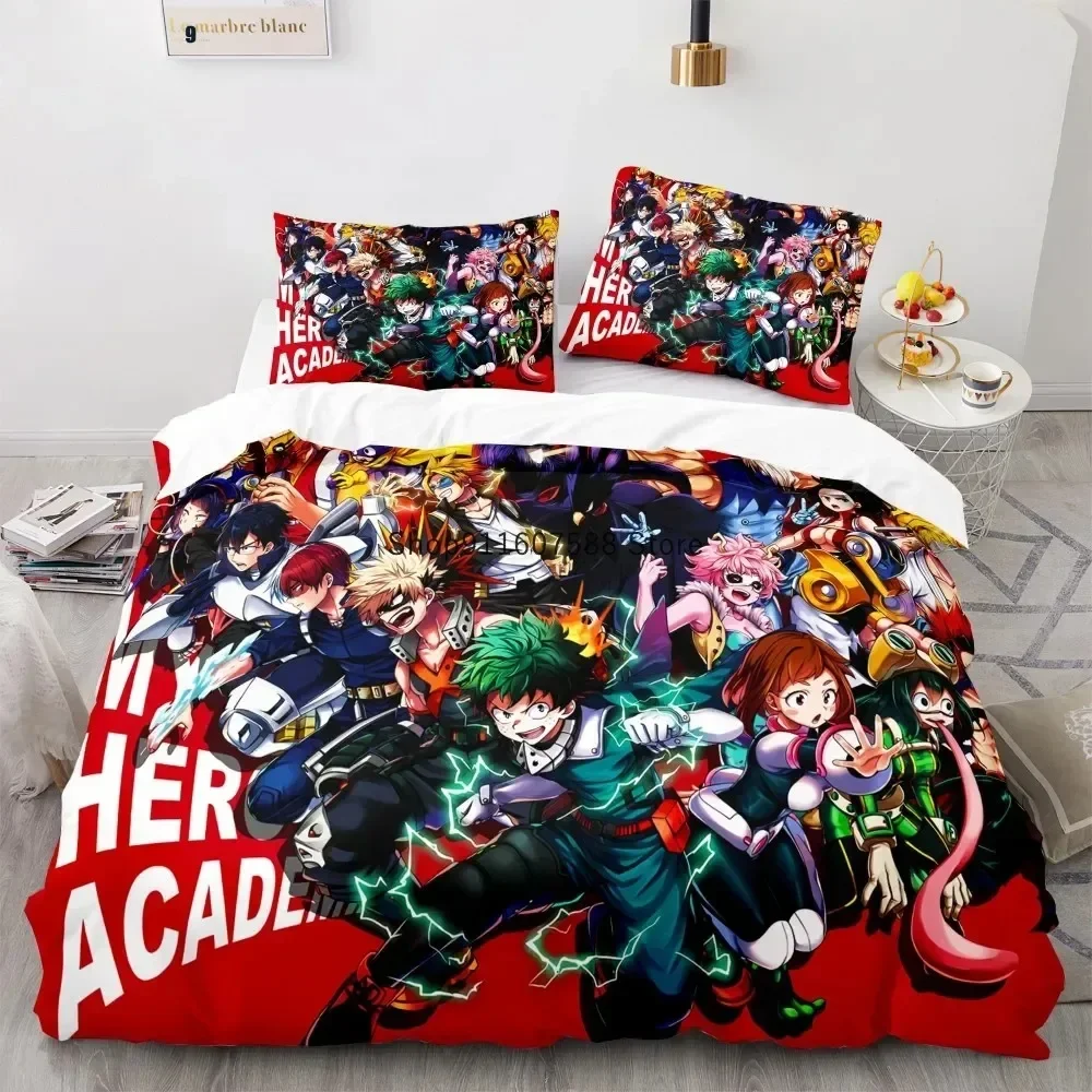 New Anime My Hero Academy Bedding Set Anime Characters Duvet Cover Set 3D Quilt Bed Set Queen King Size Kids Boys Home Textile