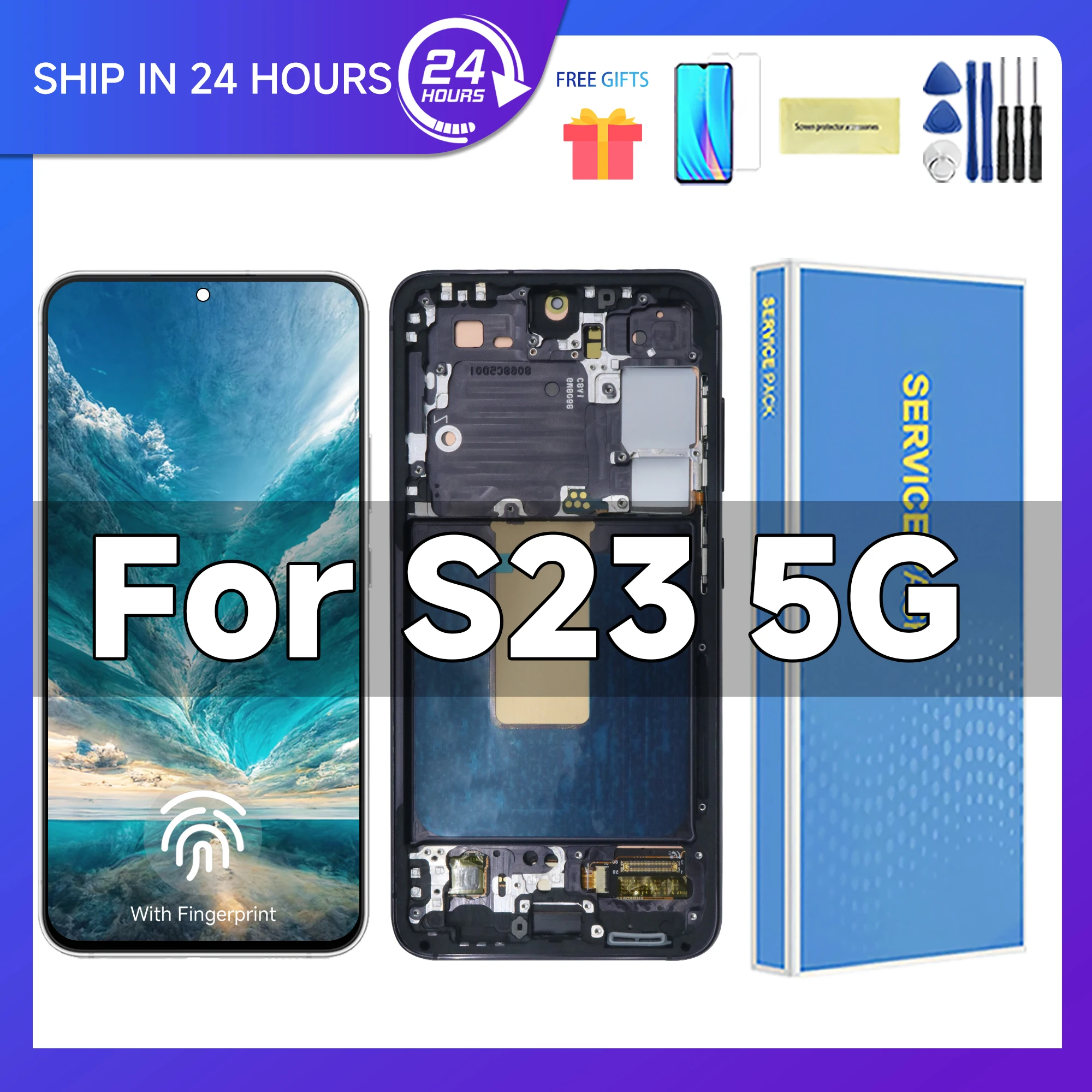 AMOLED 6.1 inch S23 For Samsung Galaxy S23 5G LCD No Defects S911 S911B S911U Display Touch Screen Assembly with back cover