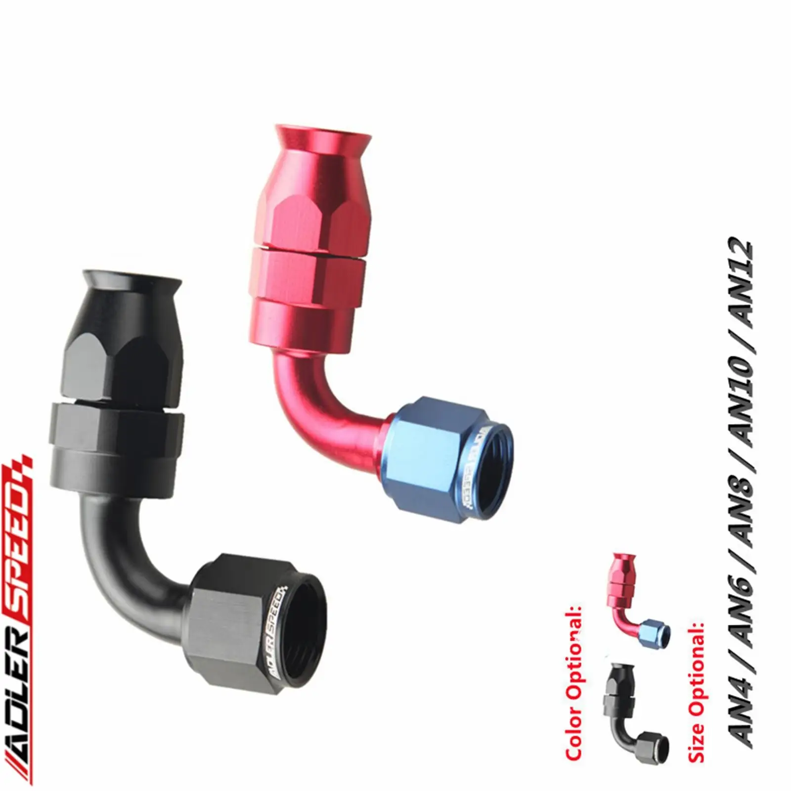 

90 Degree Aluminum Alloy AN4/6/8/10/12 PTFE Hose End Fitting E85 Hose End Joint For PTFE Nylon or Steel Braided Fuel Line Hose