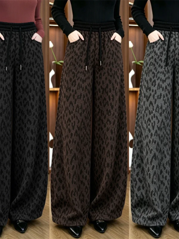 High Waist Loose Thickened Fleece Women's Wide Leg Pants Casual Trousers Knife  Design Autumn Winter New Style plus Size