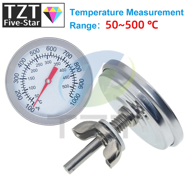 52 مللي متر 0-120 درجة مئوية البيتزا ميزان حرارة فرن الفولاذ المقاوم للصدأ في الهواء الطلق داخلي شواء موقد الشواء الحرارية الغذاء الطبخ