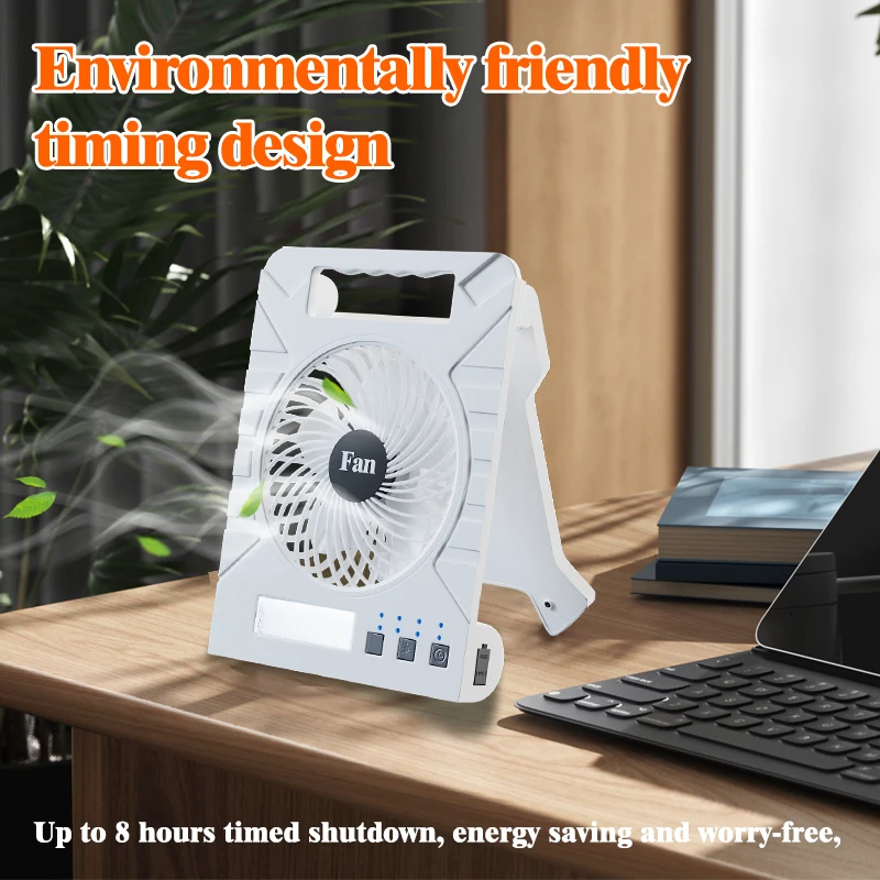 Ventilatore silenzioso pieghevole con pannello solare: ultraleggero, uscita USB per campeggio/tenda/auto/casa, raffreddamento di emergenza multi-scena