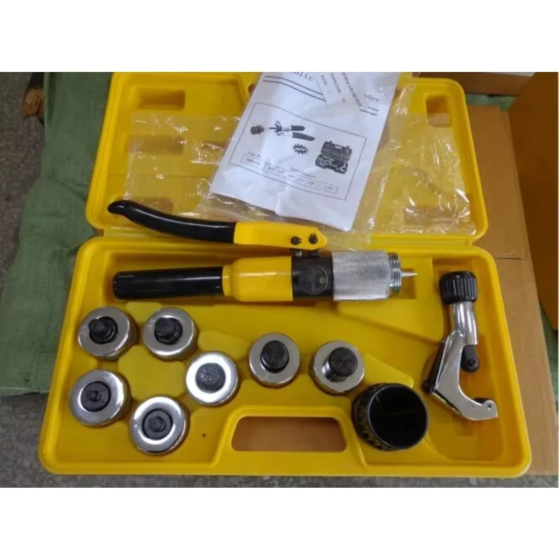 Kit de expansión de tubo hidráulico, herramienta de estampado HVAC de 7 palancas, cortador de tubo de cobre de 3/8 1-1/8 pulgadas, desbarbado de embalaje en caja de plástico