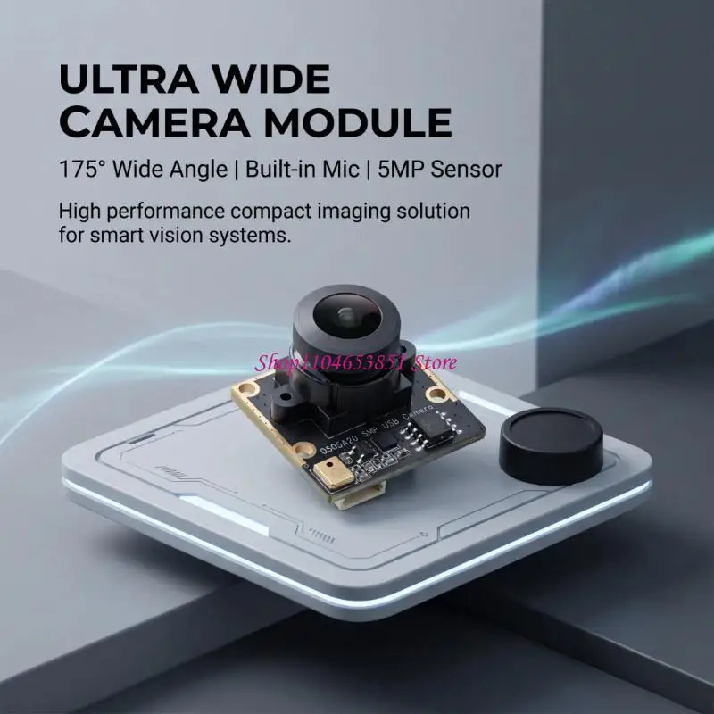 Wide-Angle USB Camera Module with 175-Degree View, 20-Frame-Per-Second Operation and Cable Interface for Security Monitoring