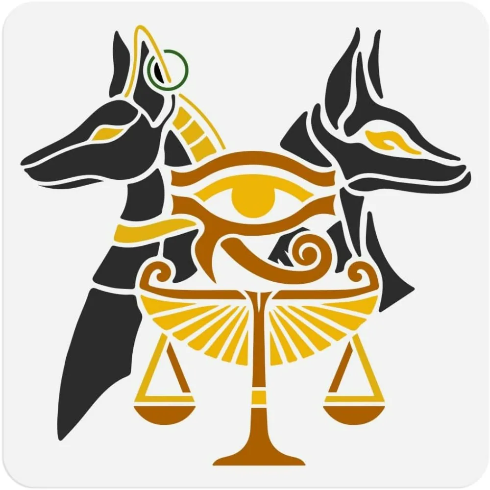 Ägyptische Anubis-Schablone zum Malen, 30 x 30 cm, DIY-Handwerk, Farbvorlage für Wand, Heimdekoration, Holzbrennung, Karte, Tagebuch, Leinwand