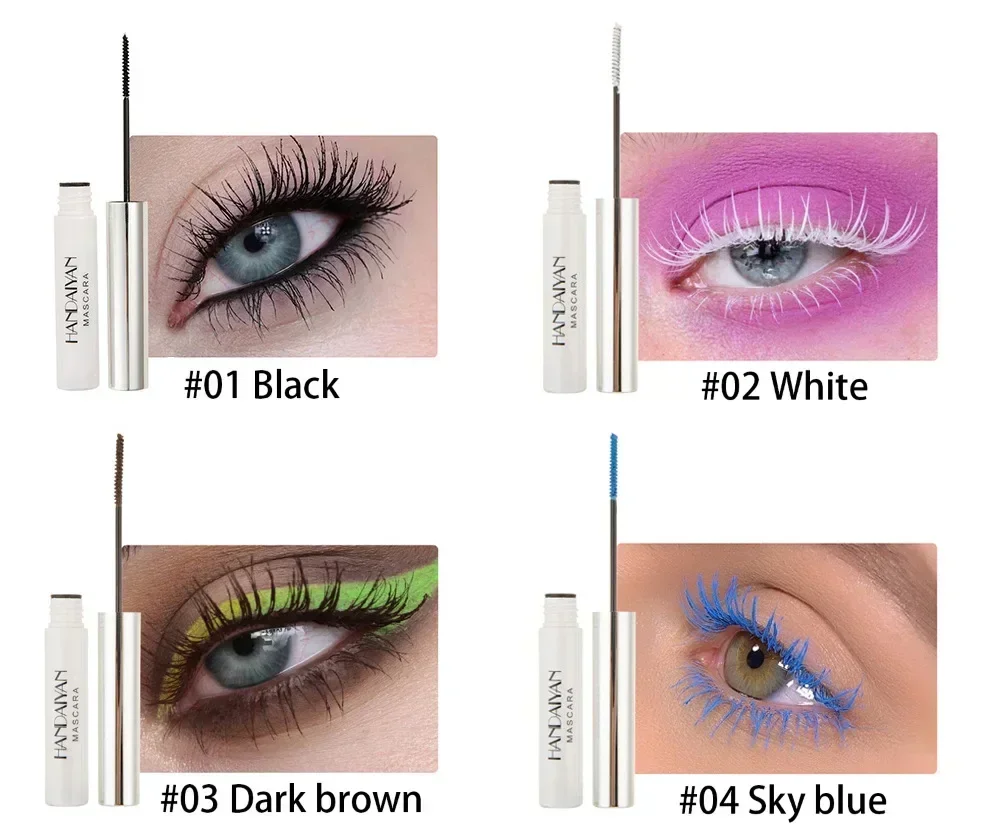 12 Color Mascara Waterproof Fast Dry Eyelashes Curls Extension Make-Up Eyelashes Blue Red Purple Black White Gold Ink Mascara