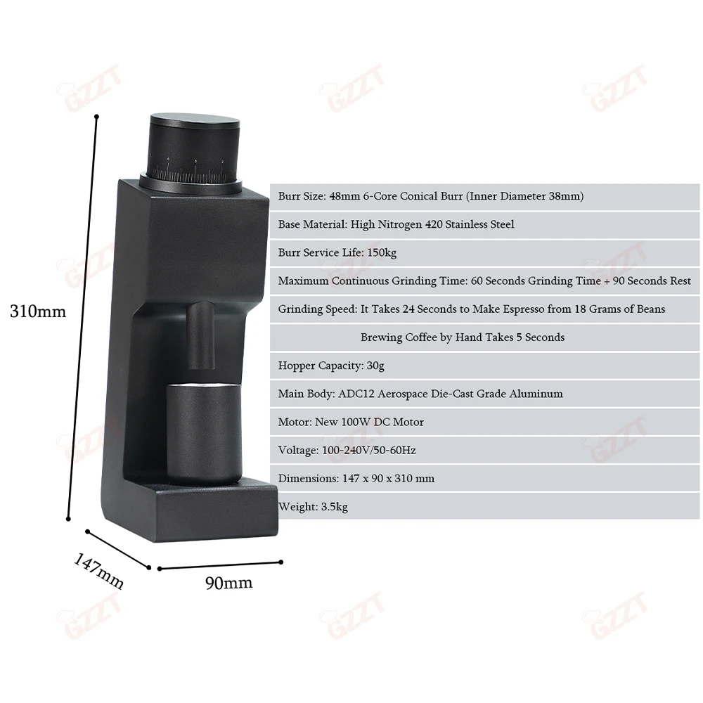 طاحونة حبوب القهوة المنزلية GZZT ، 7 أنواع من الأزيز للإسبريسو ، VS3 ، Gen1 ، 03 لدغ