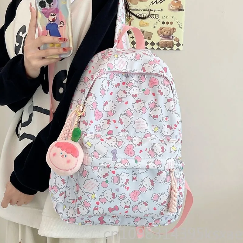  Hello Kitty School Backpack for Teen Girls Cute Kawaii Large Capacity Bookbag for Middle High School Student Functional