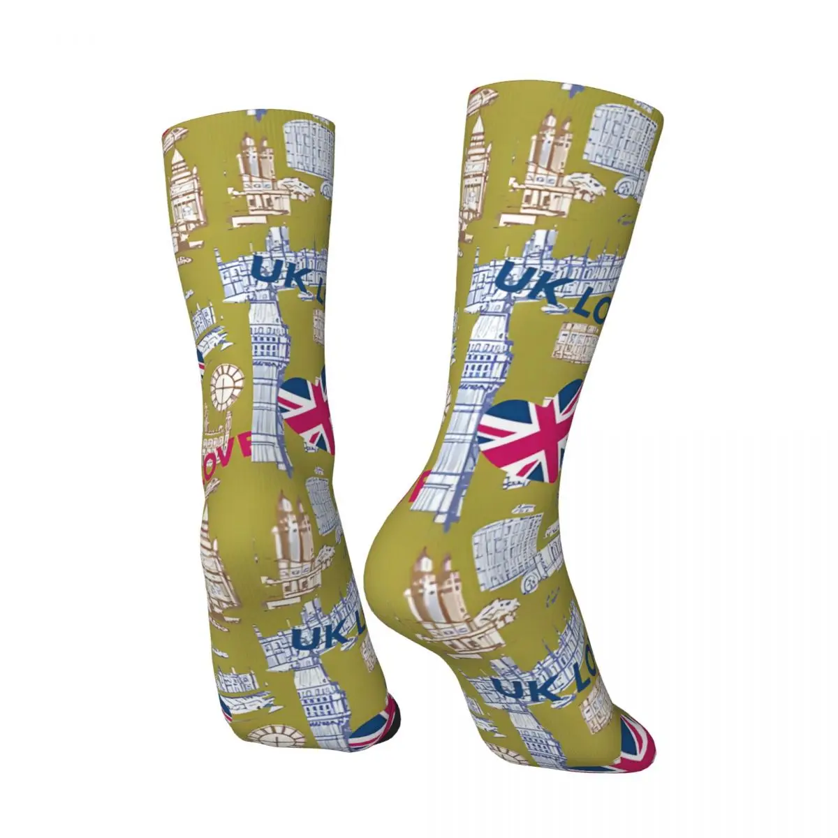 Retro UK LOVE Men's compression Socks Unisex Harajuku Seamless Printed Novelty Crew Sock